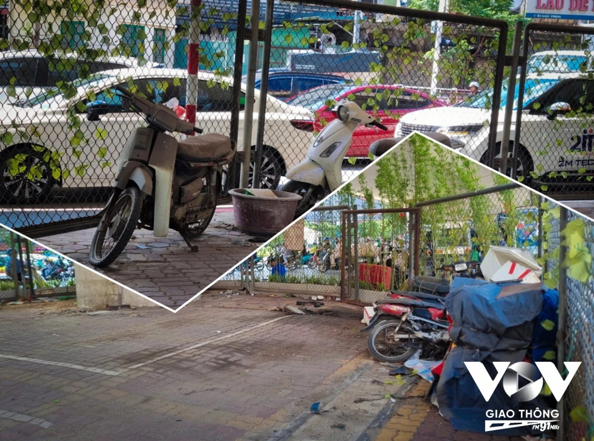 Phần dốc, lối vào bãi đỗ xe cũ đã được loại bỏ, sơn mới, quây kín cấm vào