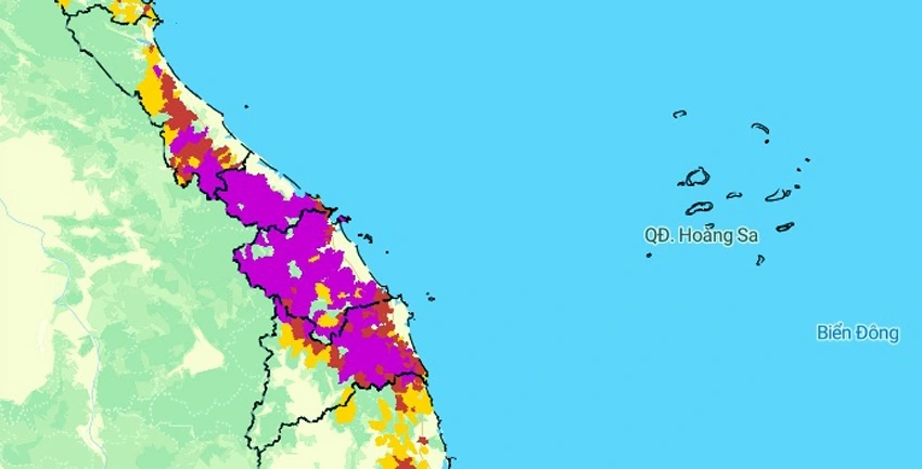 Trong 6 giờ tới, nguy cơ xảy ra lũ quét trên các sông, suối nhỏ, sạt lở đất trên sườn dốc tại nhiều xã/phường thuộc các tỉnh từ Quảng Trị đến Đắk Lắk