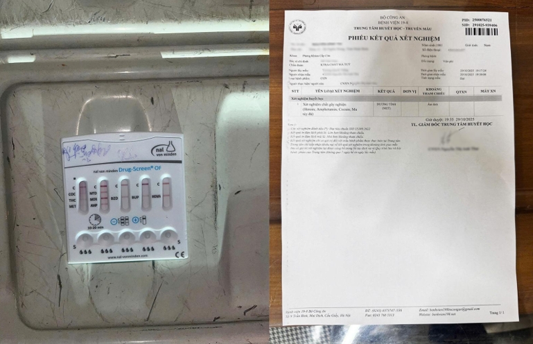 Kết quả test nhanh và chuyên sâu thể hiện tài xế dương tính với ma tuý đá