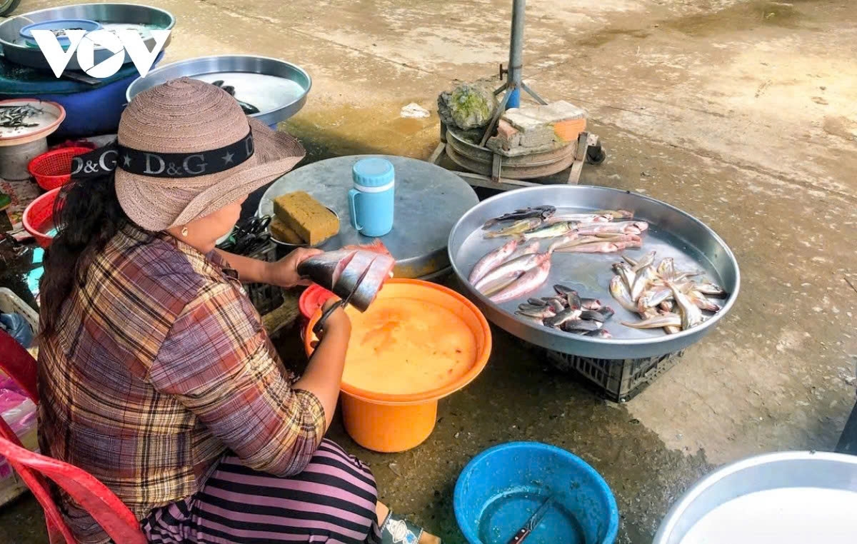 Various kinds of fishes are on sale.
