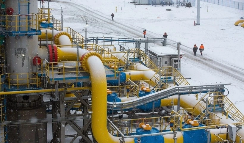 Hệ thống đường ống dẫn khí đốt tự nhiên Nord Stream 2 ở Ust-Luga, Nga. Ảnh: Bloomberg