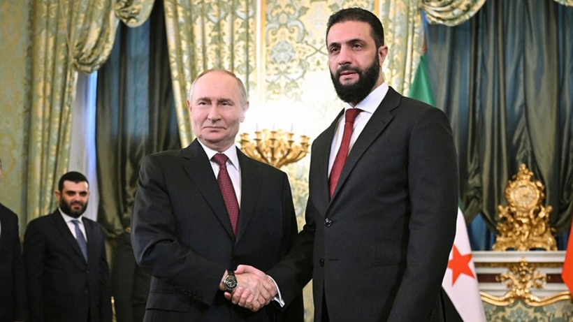 Tổng thống Nga Vladimir Putin tiếp Tổng thống lâm thời Syria Ahmed al-Sharaa tại Moscow, Nga, ngày 15/10/2025. Ảnh: Sputnik