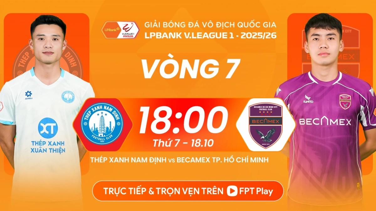 Nam Định so tài với CLB TP.HCM diễn ra vào lúc 18h ngày 18/10.