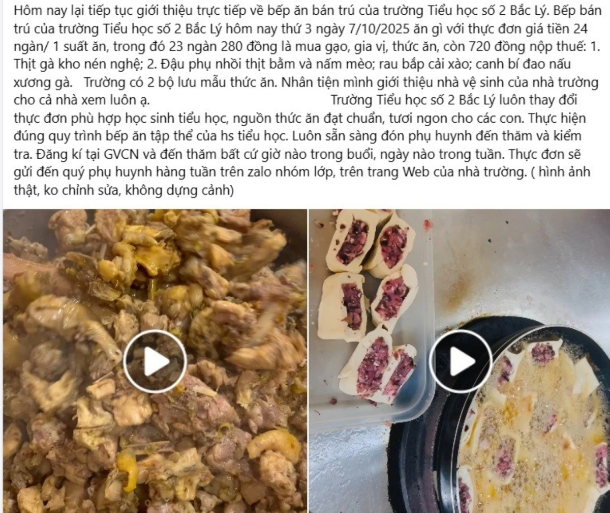 Nhiều trường học công khai các bữa ăn bán trú, gửi thông tin minh bạch đến phụ huynh - Ảnh chụp màn hình