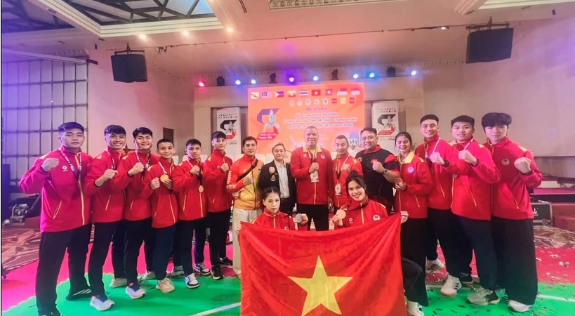 Vietnamese Pencak Silat team ranks second in the medal tally at the SEA Pencak Silat Championships (Photo: VNA)