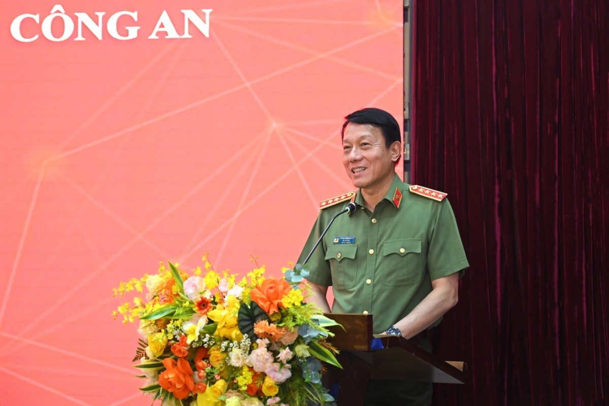 Bộ trưởng Bộ Công an, Đại tướng Lương Tam Quang phát biểu tại buổi lễ. 