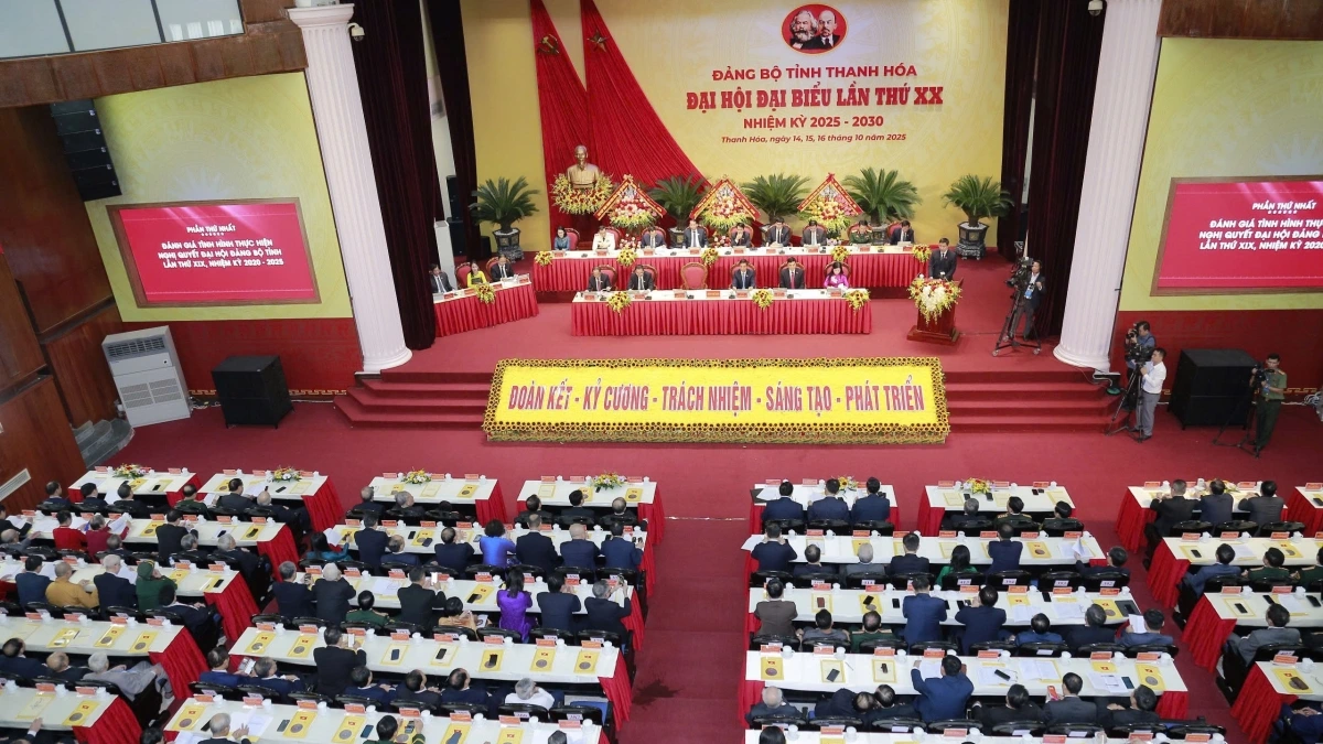 Toàn cảnh Đại hội đại biểu Đảng bộ tỉnh Thanh Hóa lần thứ XX, nhiệm kỳ 2025-2030