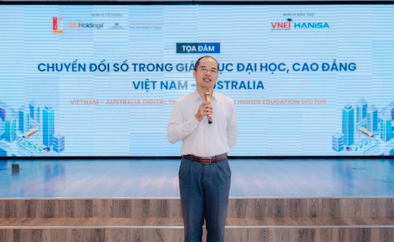 Ông Phạm Tuấn Hiệp – Chánh văn phòng Mạng lưới Đổi mới sáng tạo và khởi nghiệp Đại học, Cao đẳng Việt Nam (VNEI) phát biểu chào mừng