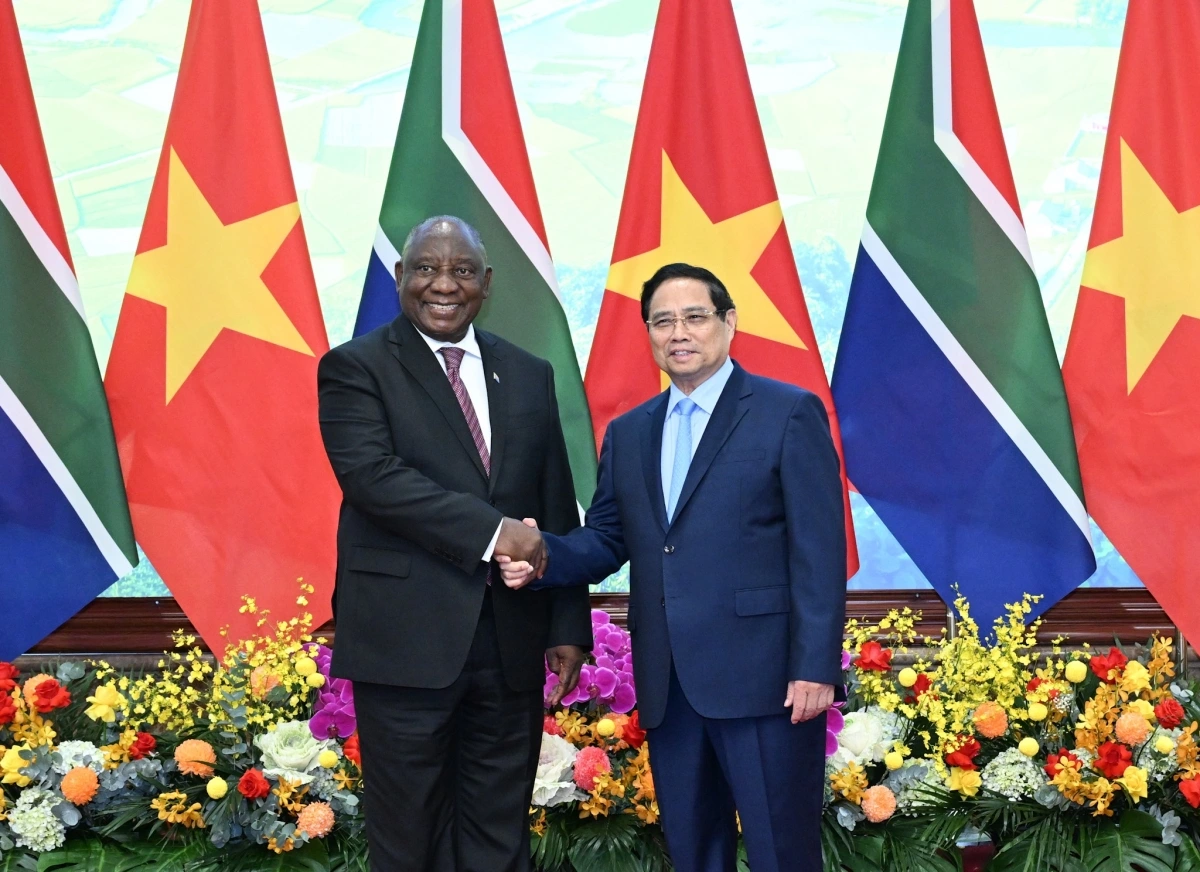 Thủ tướng Chính phủ Phạm Minh Chính hội kiến Tổng thống Cộng hòa Nam Phi Cyril Ramaphosa