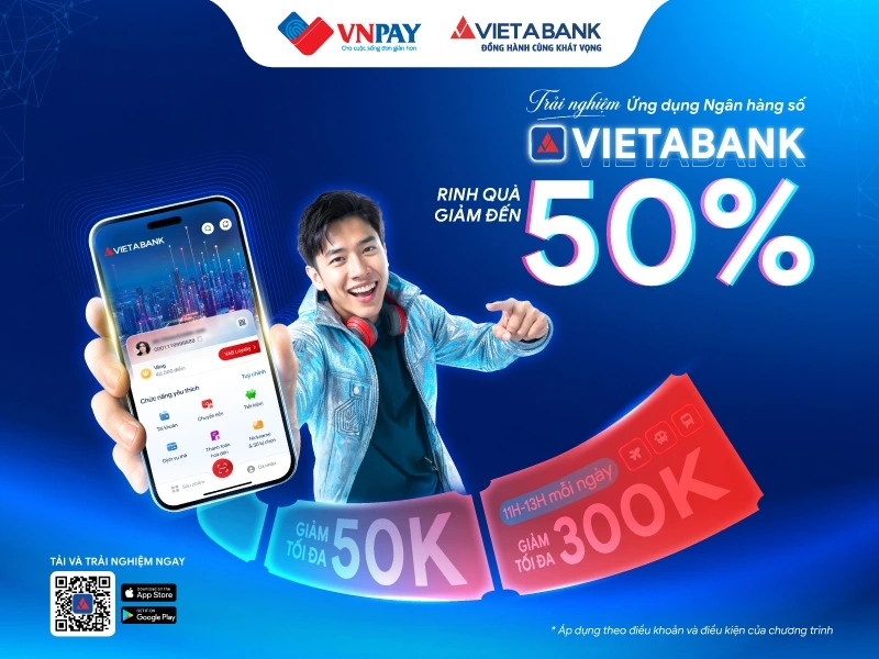 Trải nghiệm dịch vụ số hiện đại cùng nhiều ưu đãi hấp dẫn trên ứng dụng VIETABANK