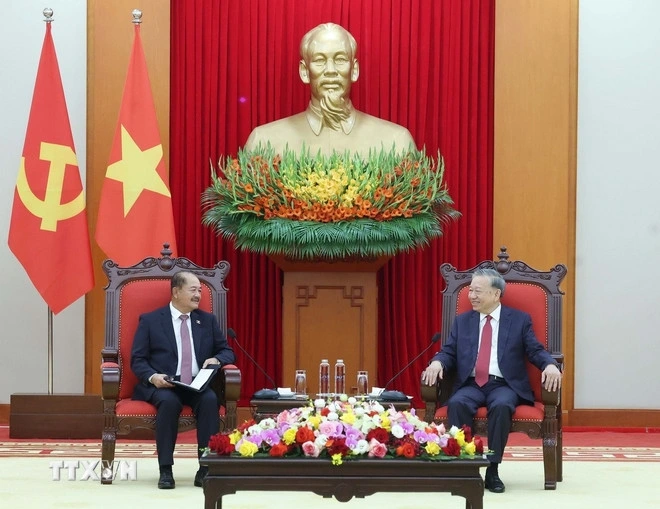 Tổng Bí thư nhấn mạnh công tác lý luận đóng vai trò đặc biệt quan trọng đối với cả hai Đảng. (Ảnh: Thống Nhất/TTXVN)