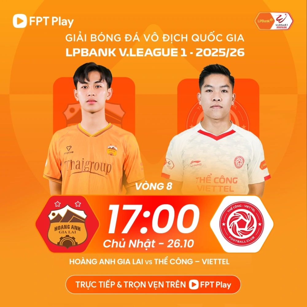 Trận đấu giữa HAGL vs Thể Công Viettel diễn ra vào lúc 17h hôm nay 26/10.
