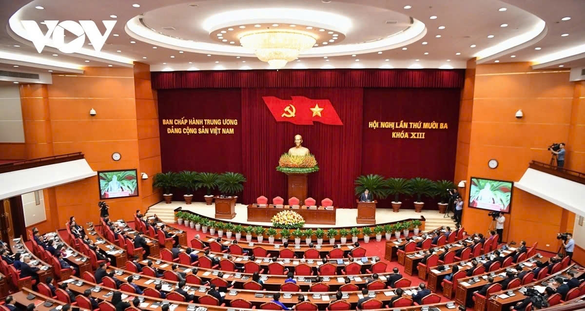 Tại hội nghị lần thứ 13, Ban Chấp hành Trung ương Đảng đã thông qua các Văn kiện trình Đại hội XIV của Đảng. (Ảnh: Ngọc Thành)