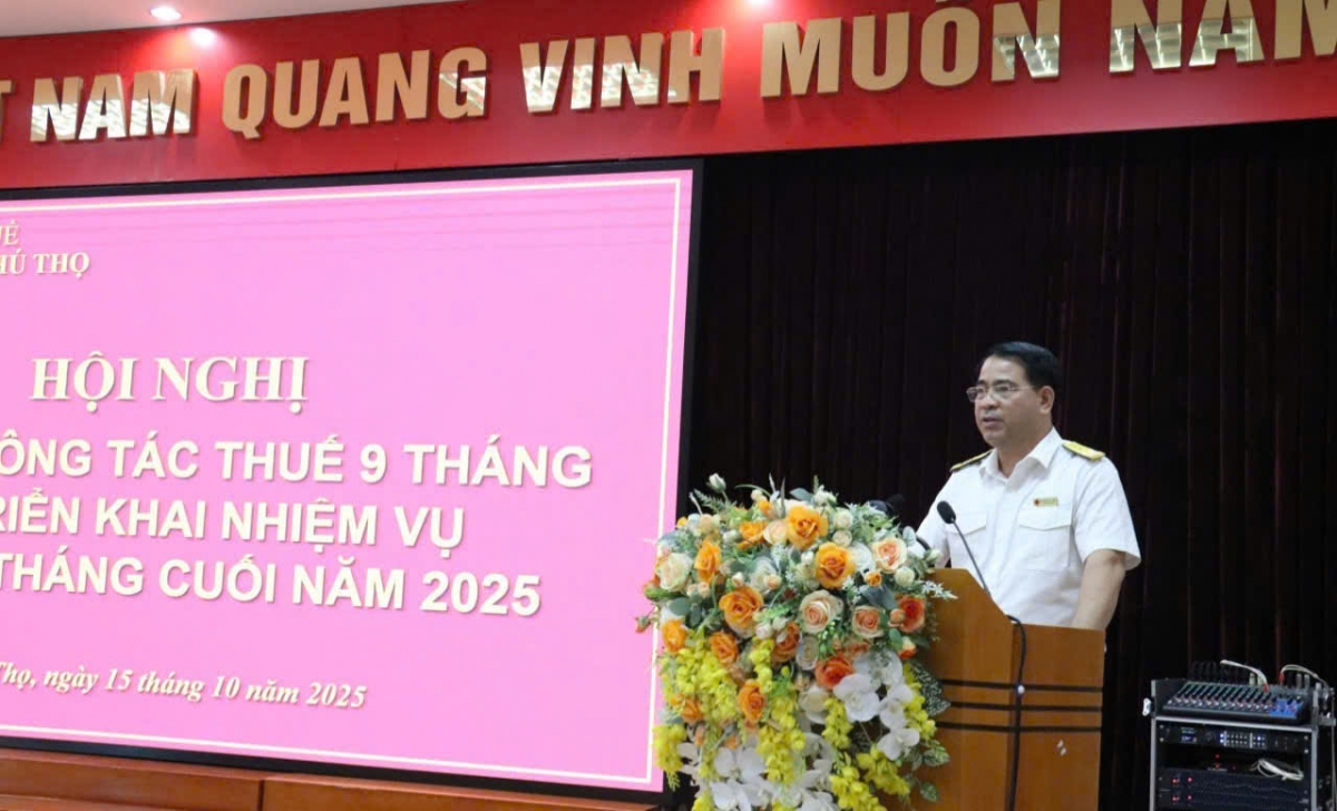 Trưởng Thuế Phú Thọ Nguyễn Huy Hồng phát biểu tại hội nghị
