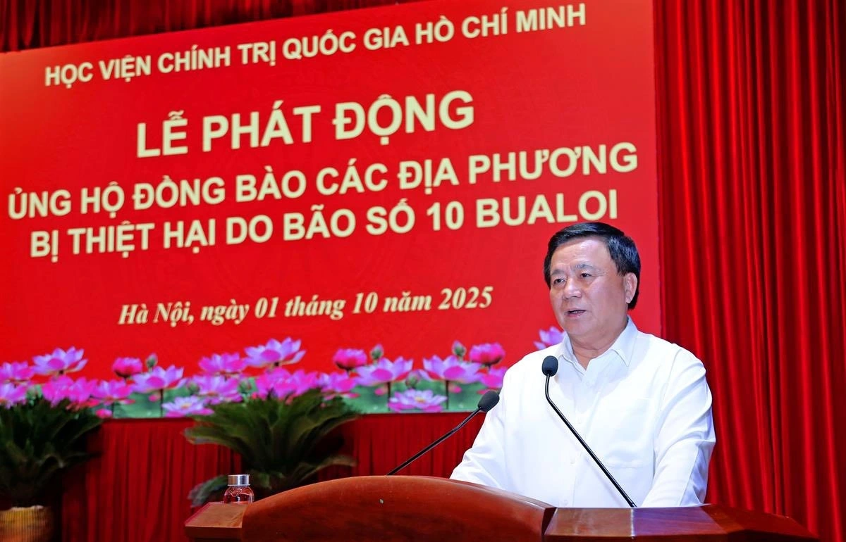 GS.TS Nguyễn Xuân Thắng kêu gọi toàn thể cán bộ, công chức, viên chức, người lao động và học viên Học viện bằng tình cảm và trách nhiệm của mình, tích cực hưởng ứng đợt quyên góp.