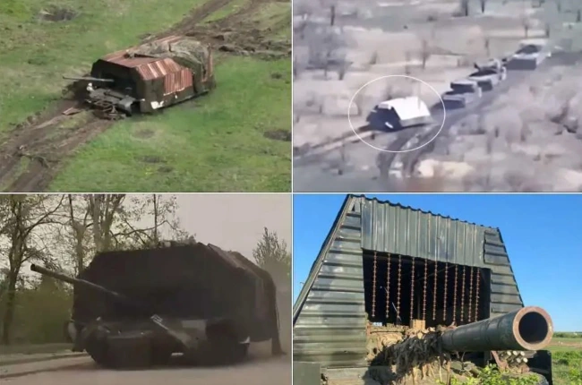 Nga đã cải tiến thêm một bước nữa với các phương tiện thiết giáp ở Ukraine. Ảnh: X