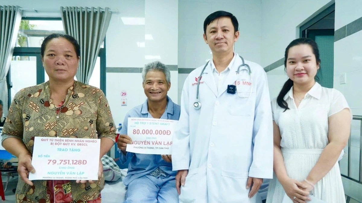 Bệnh viện Đa khoa Quốc tế S.I.S Cần Thơ đã tài trợ 1 stent graft trị giá 80 triệu đồng; Quỹ từ thiện bệnh nhân nghèo bị đột quỵ khu vực ĐBSCL cùng các nhà hảo tâm hỗ trợ thêm gần 80 triệu đồng để bệnh nhân yên tâm chữa trị