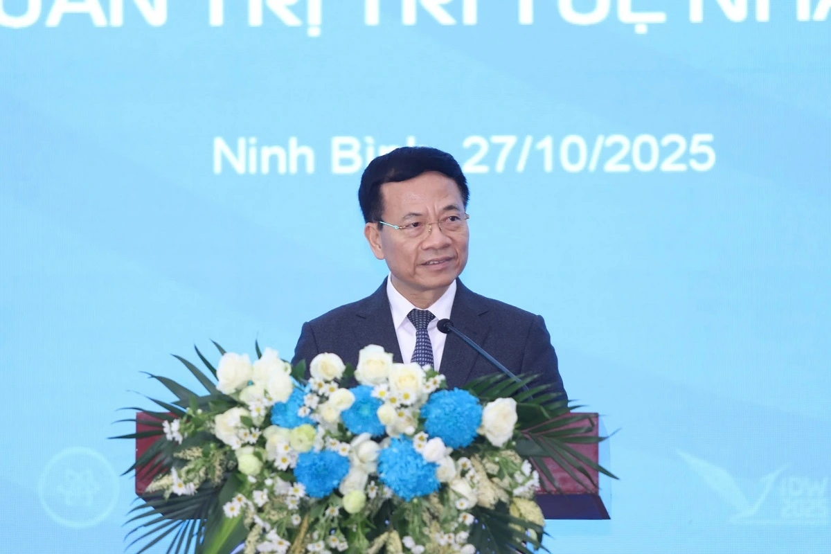 Bộ trưởng Bộ Khoa học và Công nghệ Nguyễn Mạnh Hùng phát biểu khai mạc