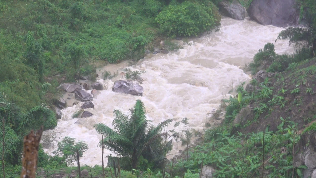 Nước các sông, suối ở tỉnh Quảng Ngãi dâng cao.