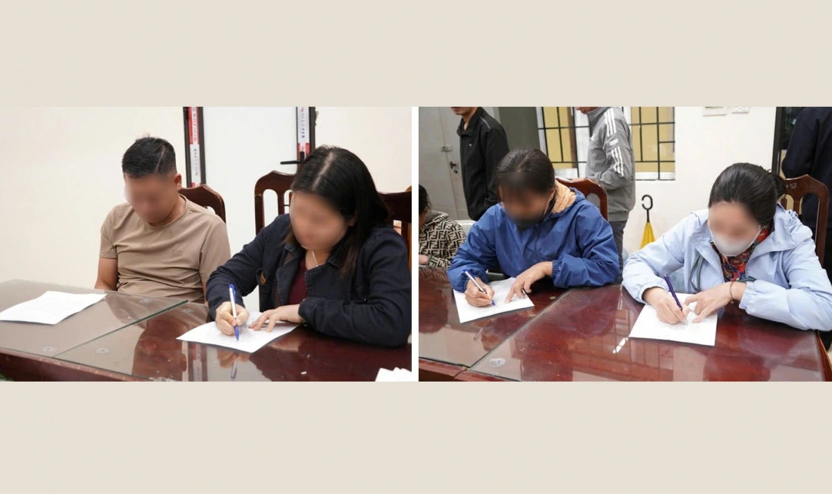 Các phụ huynh học sinh ký cam kết giáo dục con tại gia đình