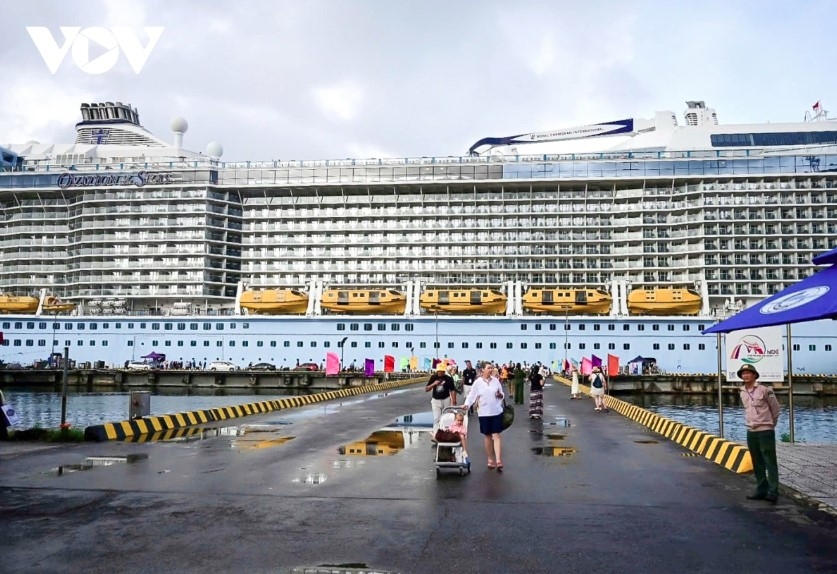 An international cruise ship docks at Chan May Port in Hue City in mid-October 2025