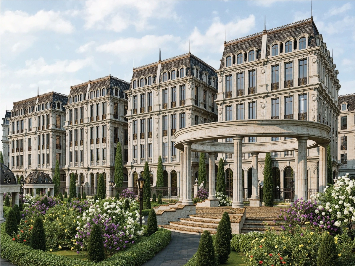 Với diện tích đất từ 116–465m², tổng diện tích sàn từ 210–gần 780m²/căn, mỗi dinh thự tại Noble Palace Long Bien được ví như một “tác phẩm nghệ thuật” hội tụ tinh hoa kiến trúc châu Âu cổ điển