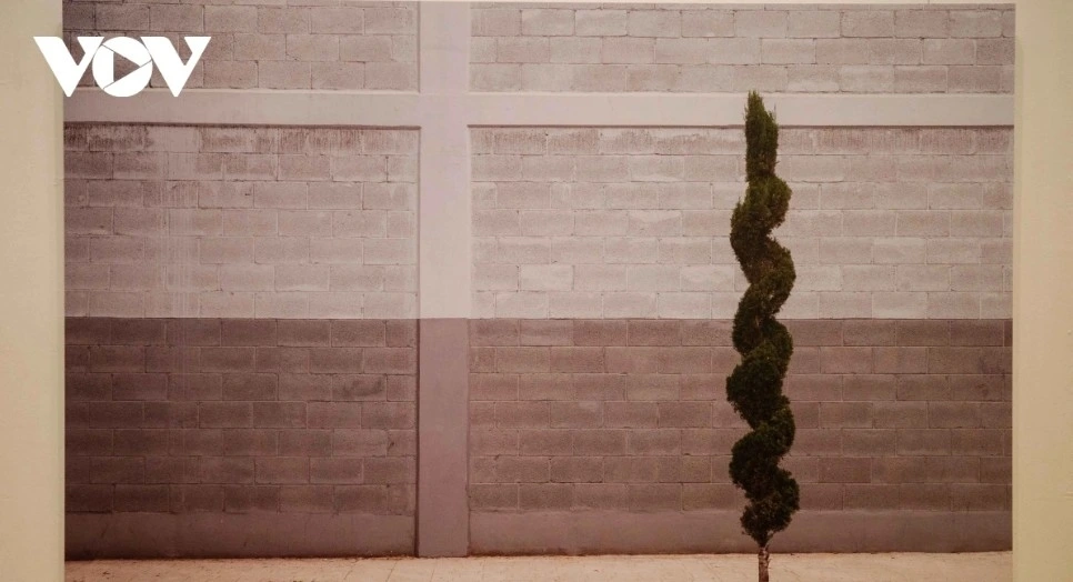 A large-format photograph by Bert Danckaert, where geometric forms and color fields blend with traces of human activity.