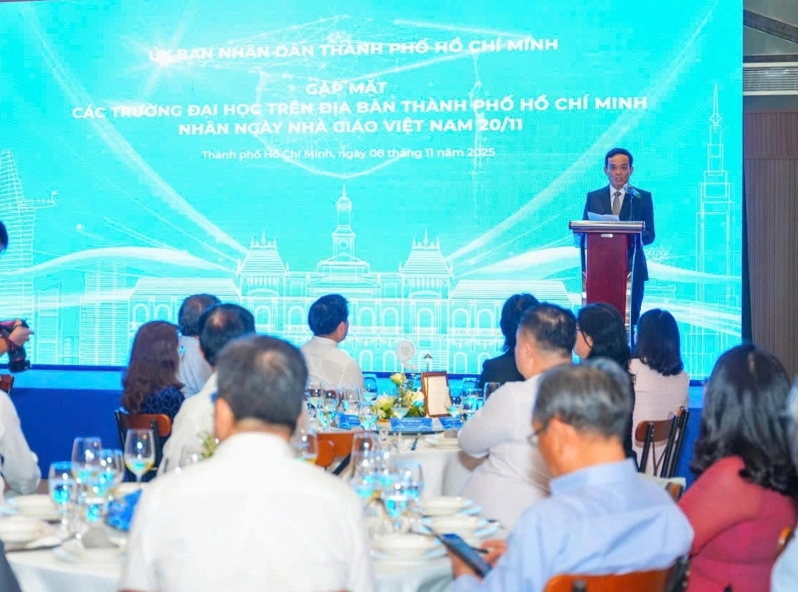 Bí thư Thành ủy Trần Lưu Quang và lãnh đạo TP.HCM đã có buổi gặp gỡ lãnh đạo các viện, trường (ảnh BTC)