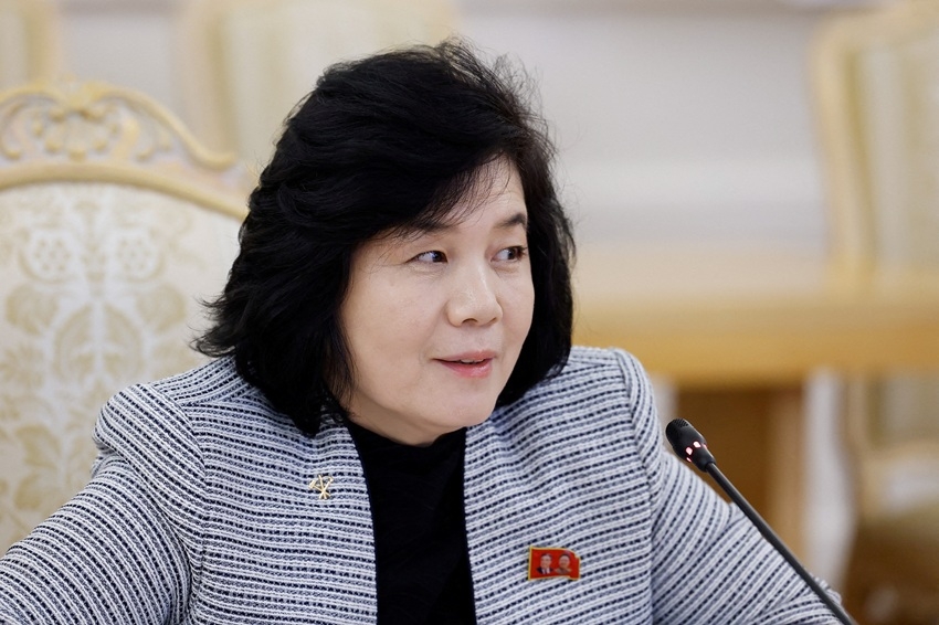 Bộ trưởng Ngoại giao Triều Tiên Choe Son-hui khẳng định, tuyên bố của Nhóm G7 về việc phi hạt nhân hóa hoàn toàn Triều Tiên là một hành động thù địch, vi phạm các điều khoản Hiến pháp của Triều Tiên. Ảnh: Reuters