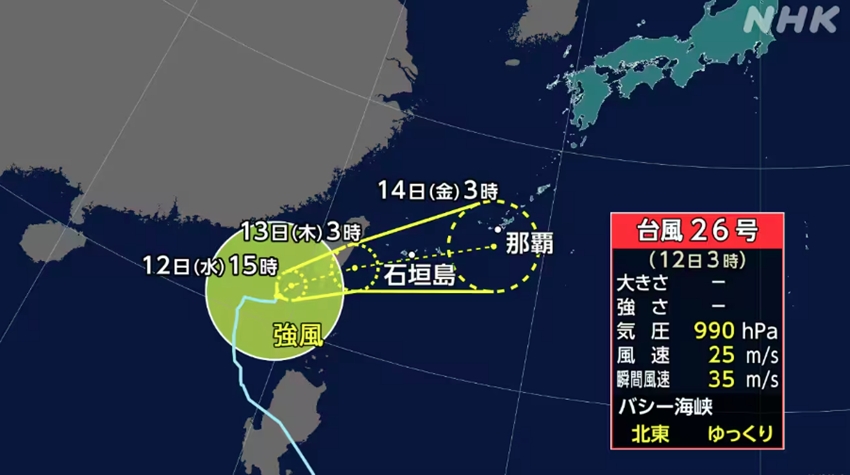 Các thông tin về cơn bão Hagibis được Nhật Bản theo dõi chặt chẽ. Ảnh: NHK