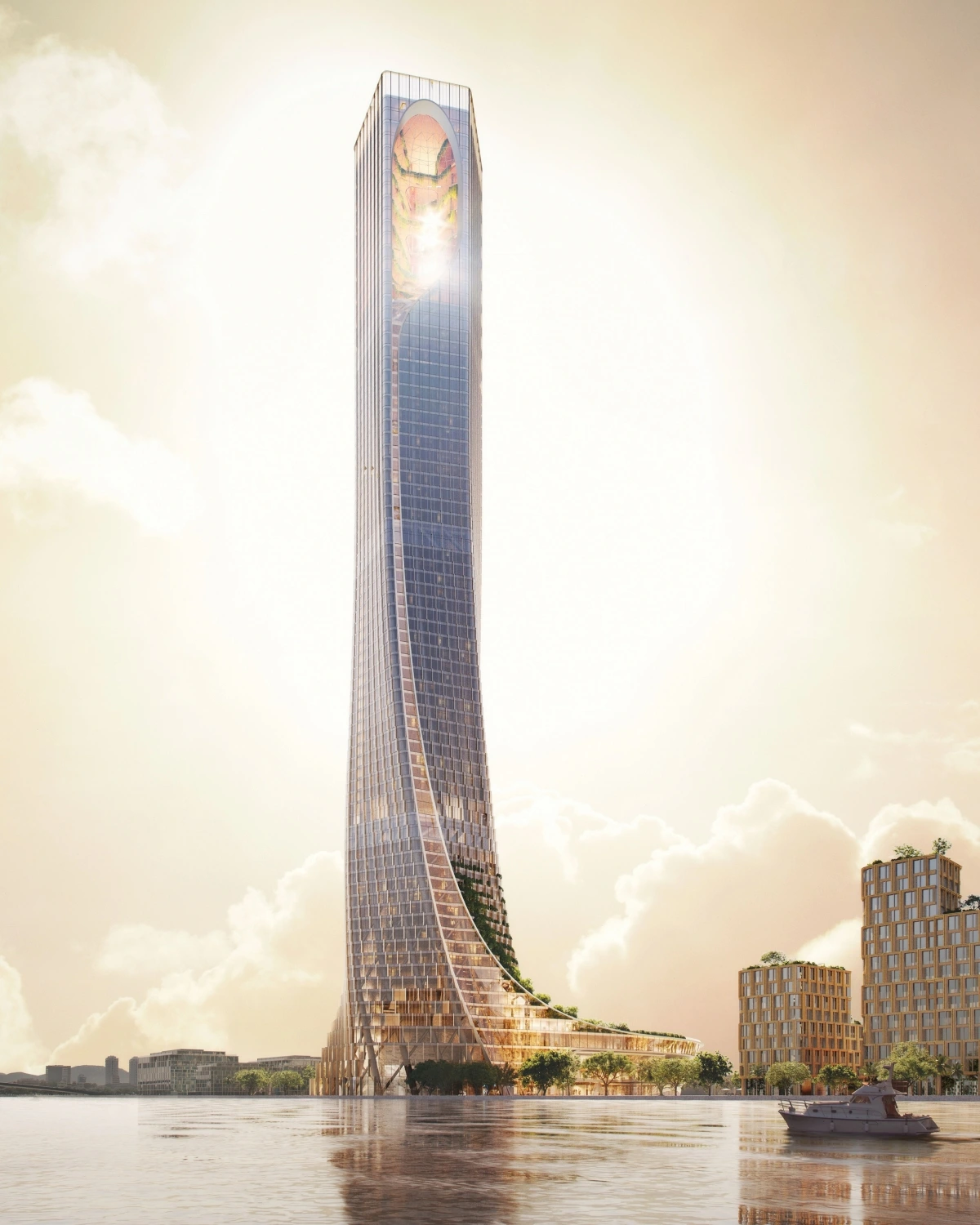 Tòa tháp 69 tầng - biểu tượng vươn cao của Đà Nẵng tương lai. Ảnh phối cảnh minh họa: Sun Group