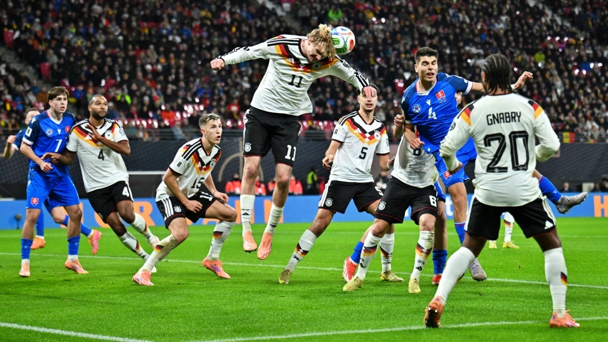 ĐT Đức giành chiến thắng đậm trước Slovakia ở lượt trận cuối bảng C vòng loại World Cup 2026 khu vực châu Âu. (Ảnh: Reuters)