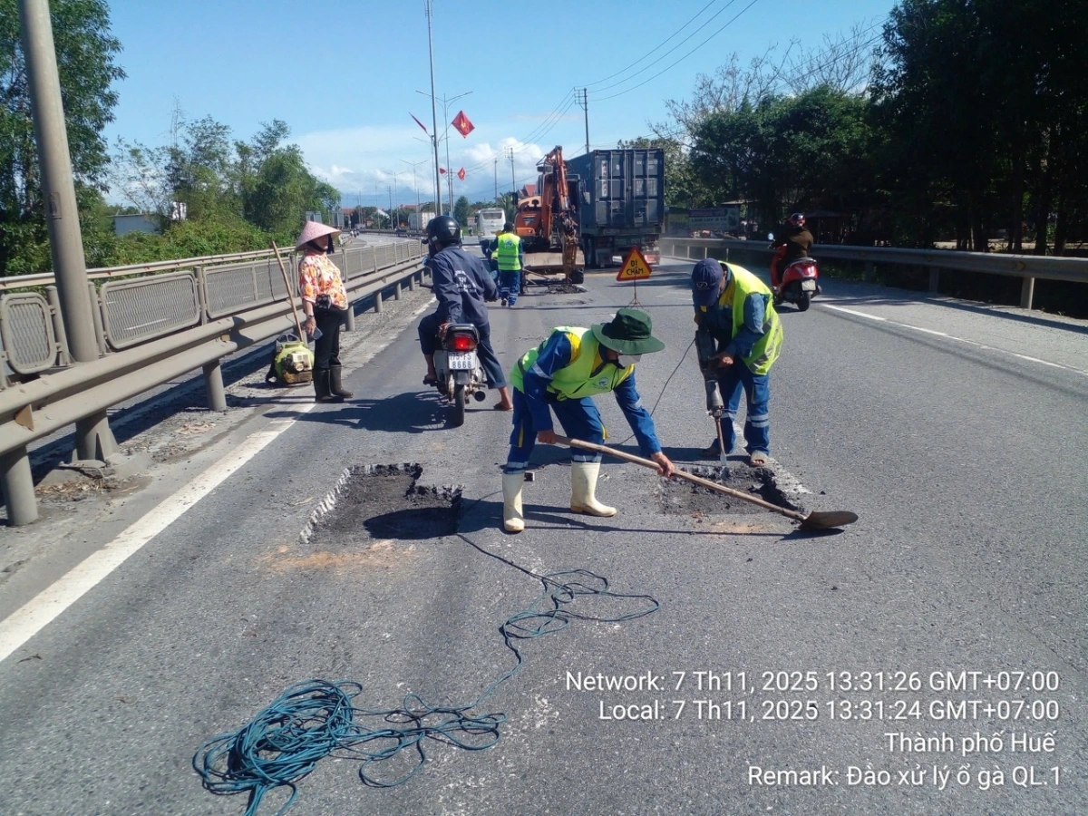 Sửa chữa QL1đoạn qua địa bàn TP Huế.