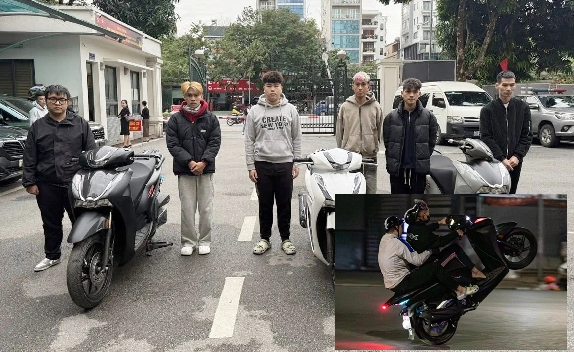 Các đối tượng "quái xế" tại cơ quan công an