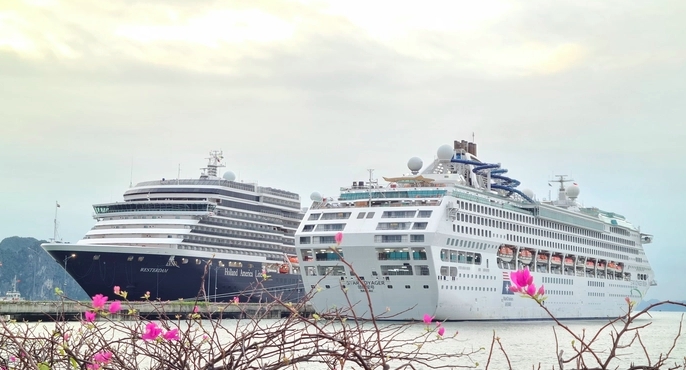 Two luxury cruise ships dock at the Ha Long International Cruise Port (Photo: nld.com.vn)