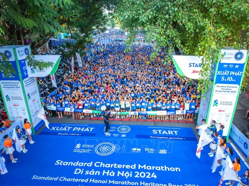 At the Standard Chartered Hanoi Heritage Marathon 2024 (Photo: The event organisers)