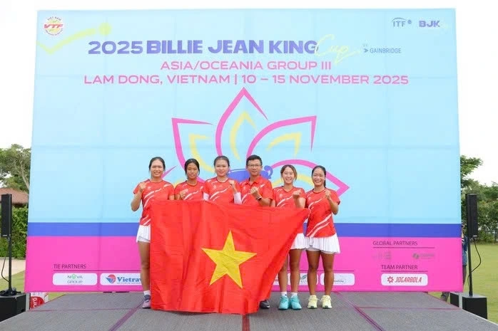 Vietnam team competes in 2025 Billie Jean King Cup Asia/Oceania Group III tournament in Lam Dong from November 10 to 15. (Image source of VTF)