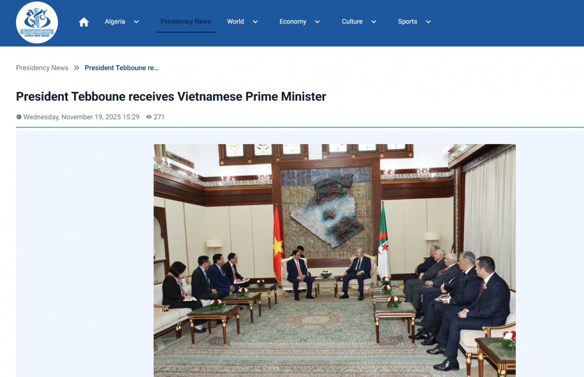 Thủ tướng Phạm Minh Chính hội kiến Tổng thống Algeria - Báo Thông tấn xã Algeria