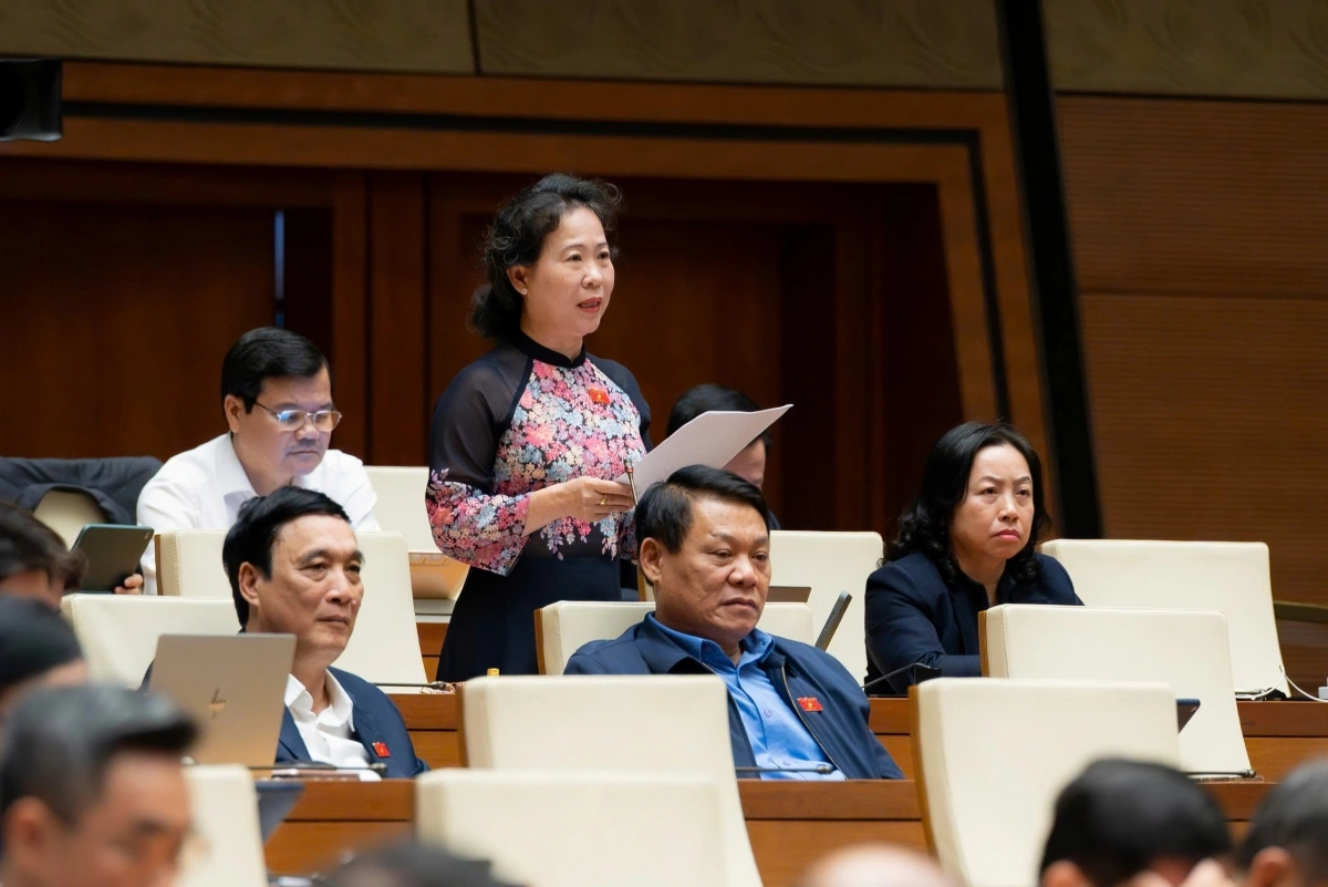 ĐBQH Tô Ái Vang quan tâm đến kinh phí cho công tác phòng bệnh. Ảnh Quốc hội 