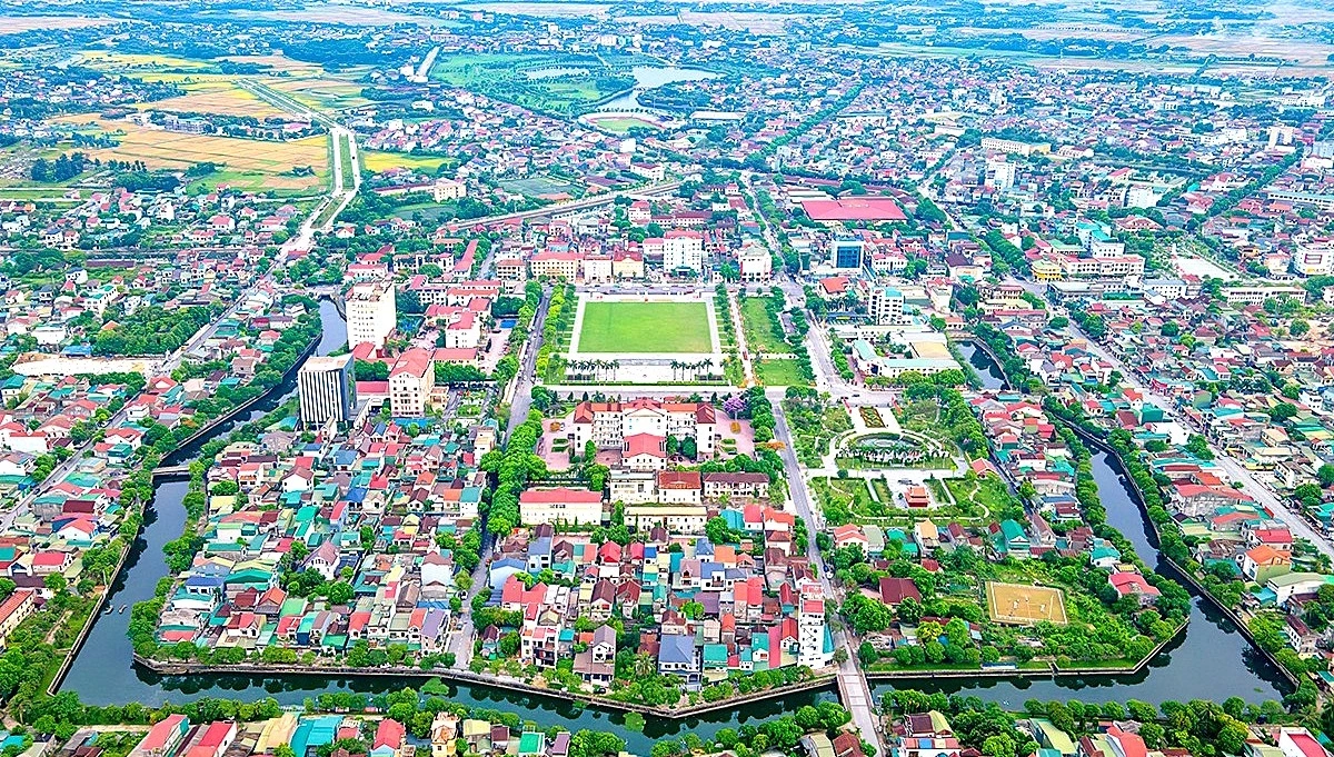 Một góc trung tâm Hà Tĩnh từ trên cao. (Ảnh: Phúc Sơn).