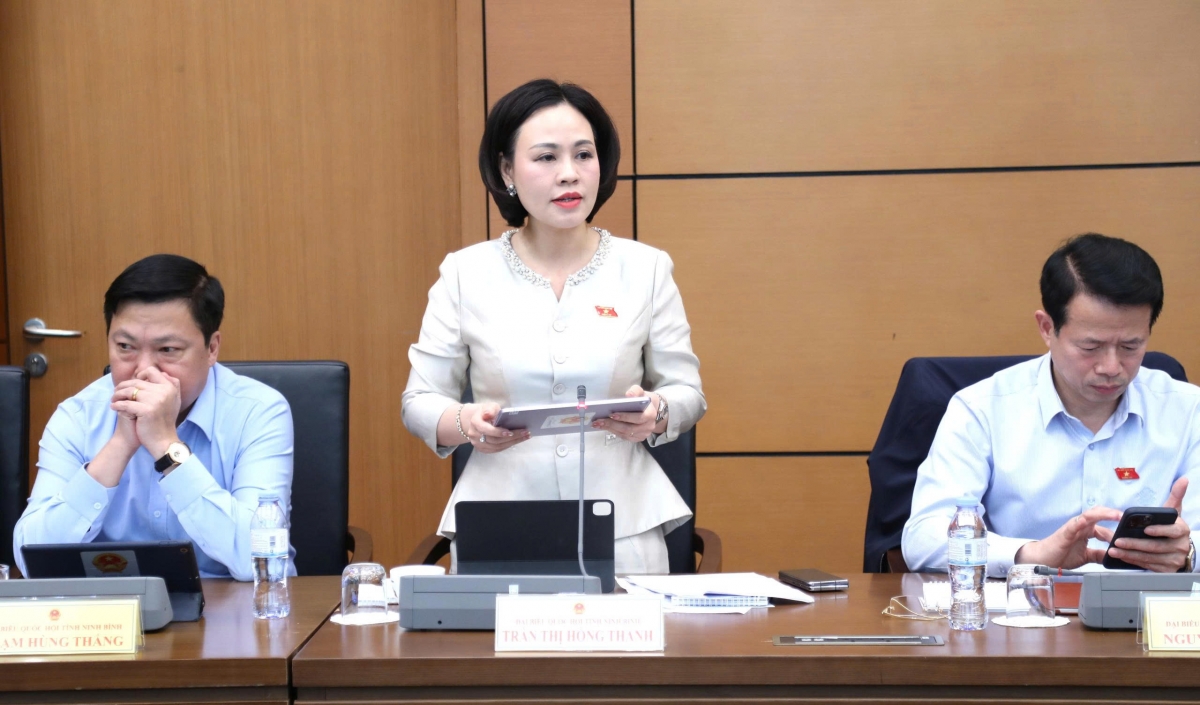 Đại biểu Trần Thị Hồng Thanh (đoàn Ninh Bình) góp ý về dự thảo Luật Tố cáo. Ảnh Quốc hội.