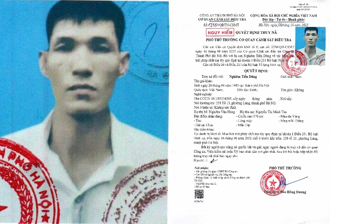 Quyết định truy nã Nghiêm Tiến Dũng