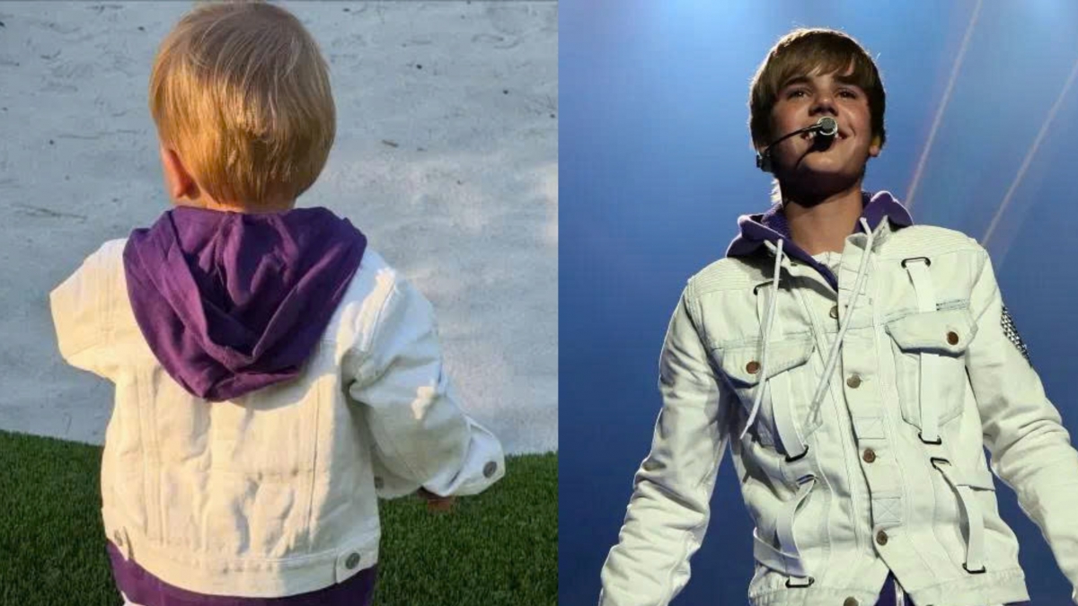 Con trai diện trang phục giống Justin Bieber (Ảnh: Instagram)