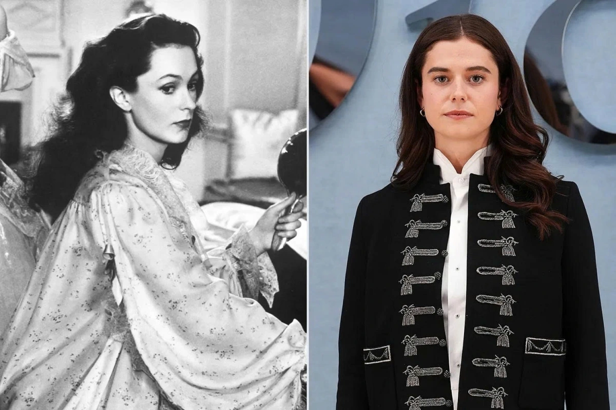Geraldine Fitzgerald trong 'Đồi gió hú' (1939) và Alison Oliver trong Tuần lễ thời trang Paris năm 2025.