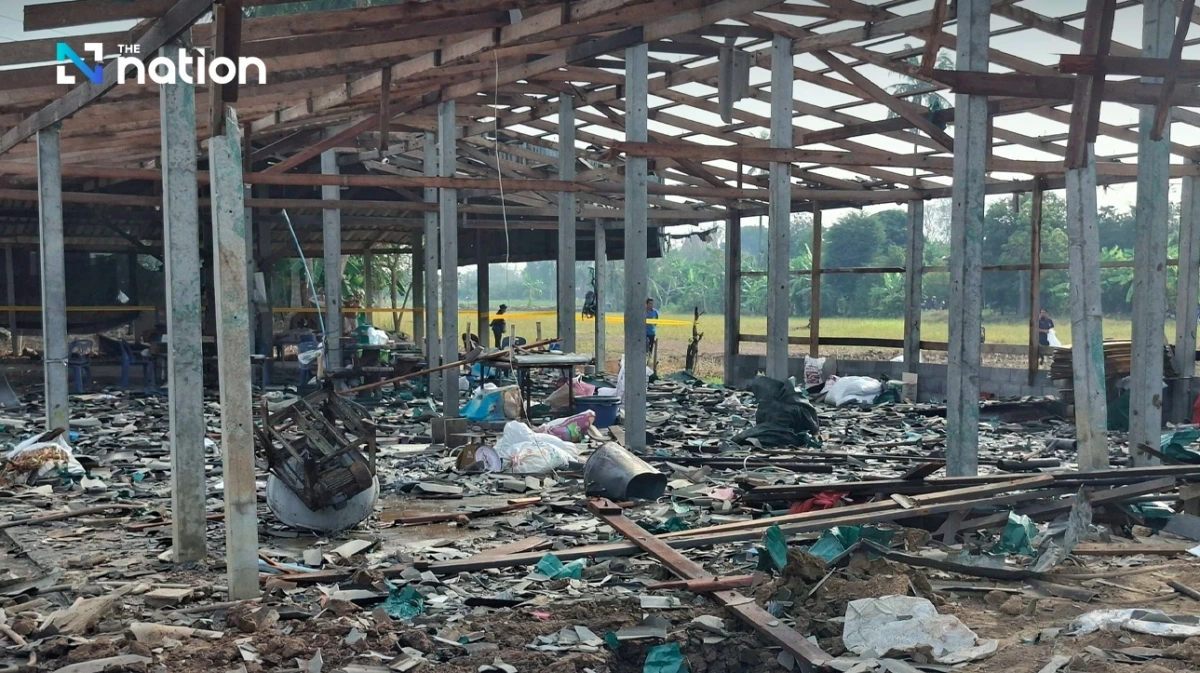 Hiện trường vụ nổ xưởng pháo hoa. Ảnh: The Nation
