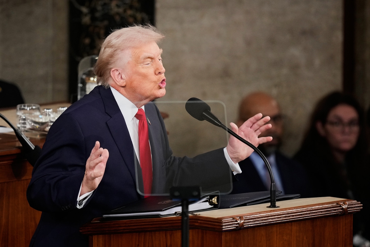 Tổng thống Trump đọc thông điệp liên bang tối 24/2/2026 (theo giờ Mỹ) tại Điện Capitol. Ảnh: AP