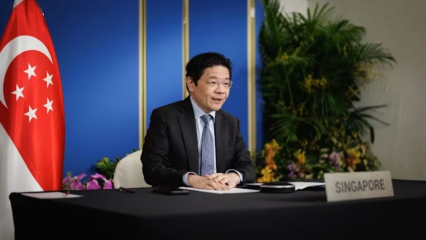 Thủ tướng Singapore Lawrence Wong tham dự Hội nghị theo hình thức trực tuyến và có bài phát biểu ngày 17/4. Nguồn: Bộ Phát triển Kỹ thuật số và Thông tin Singapore