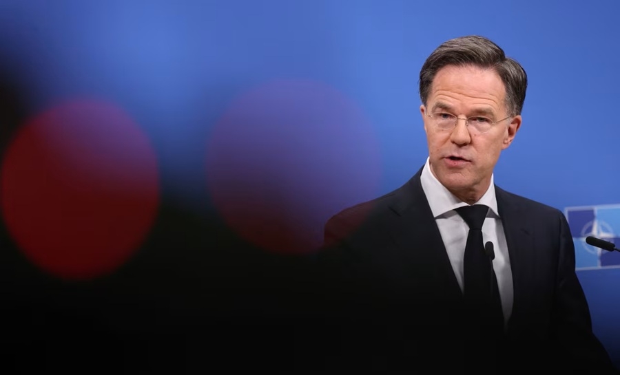 Tổng thư ký NATO Mark Rutte phát biểu tại trụ sở NATO ở Brussels, Bỉ. Ảnh: Reuters