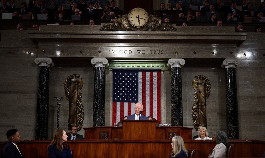 Vua Charles III của Anh phát biểu trước Quốc hội Mỹ tại Washington. Ảnh: Reuters