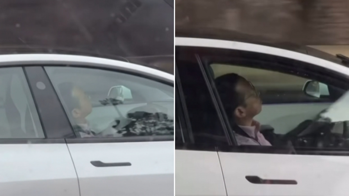 Người lái xe dường như ngủ gật khi sử dụng chế độ lái tự động. Nguồn_7News.png